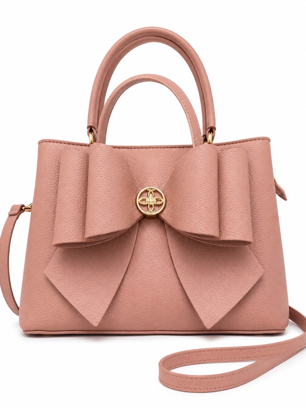 Women's Bow-Accent Top Handle Satchel in Dusty Rose